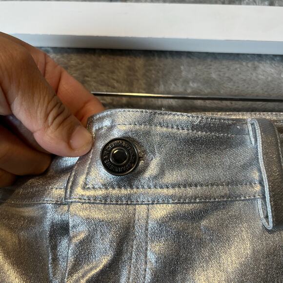 Anniewear Sz M Metallic Silver High Waist Wide Leg Pants Women's - Picture 6 of 8